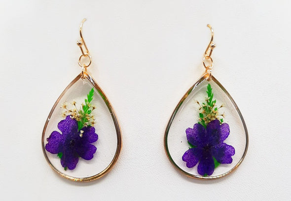 Dried Flower Teardrop Earrings 1250