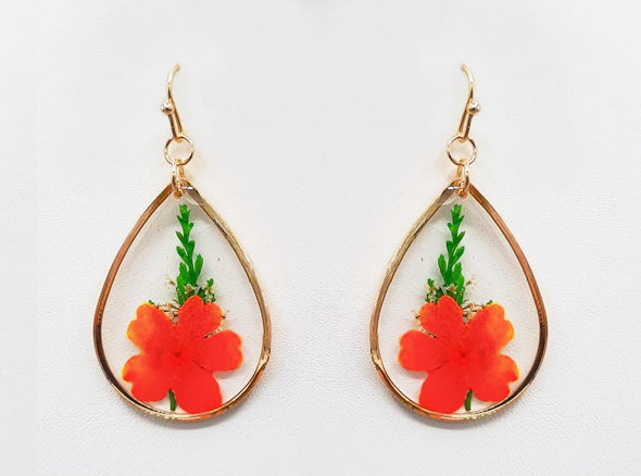 Dried Flower Teardrop Earrings 1250