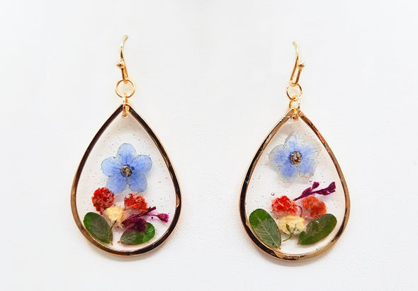 Dried Flower Teardrop Earrings 1250
