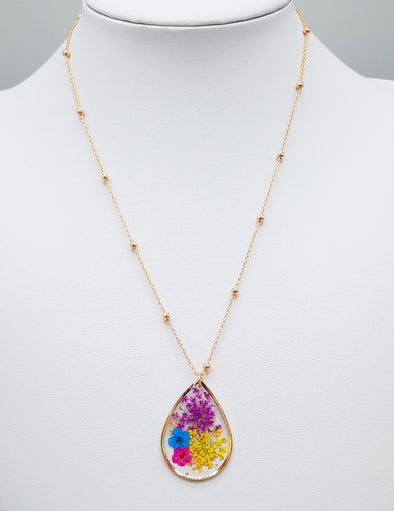Flower Teardrop Shape Necklace