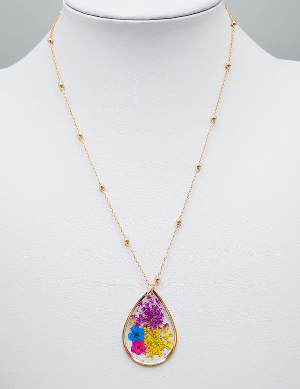 Flower Teardrop Shape Necklace