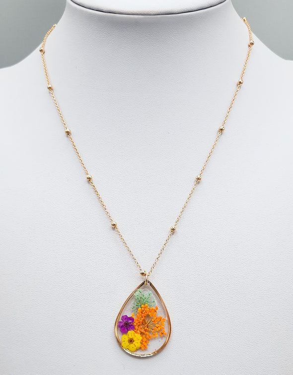 Flower Teardrop Shape Necklace