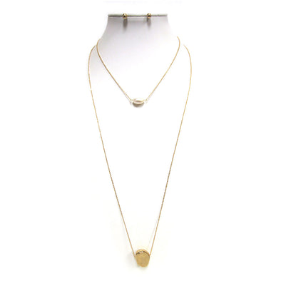 Pearl Metal Layering Necklace Set 8762