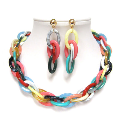 Solid Chainlink Necklace Set