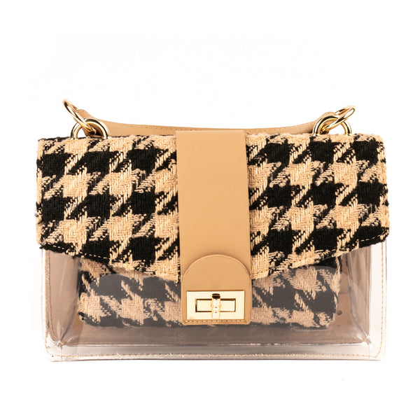 Houndstooth PVC Bag with Removable Pouch